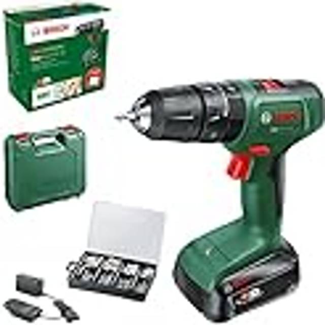 Bosch Home and Garden Bosch sladdlös slagskruvmejsel EasyImpact System 18V-40 (1 batteri 2,0 Ah, monteringssats 173 stycken, i bärbox) - Amazon Edition, grön