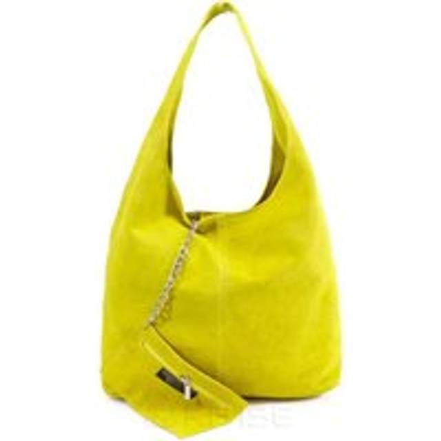 Spacious Slouch Genuine Italian Suede Tote Handbag - Yellow - One Size