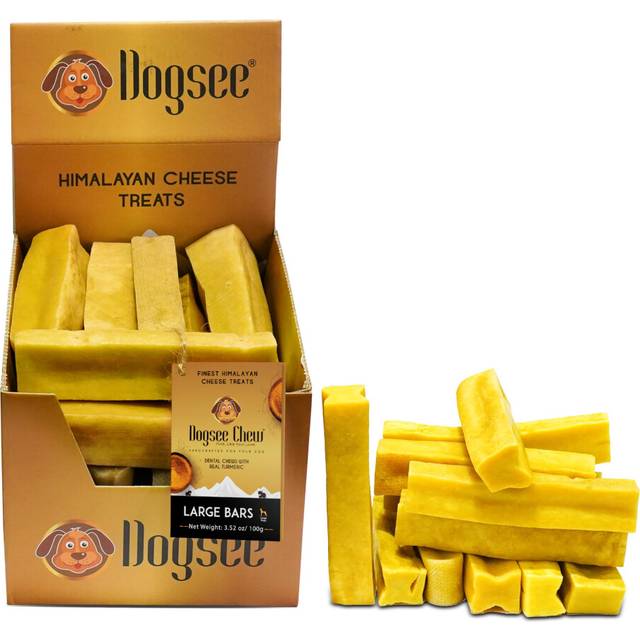 Dogsee 100% Natural Himalayan Yak Cheese Dog Chew Bars Large Turmeric Bulk Box Loose 1x15 - Gluten Free & Suitable for Vegetarians