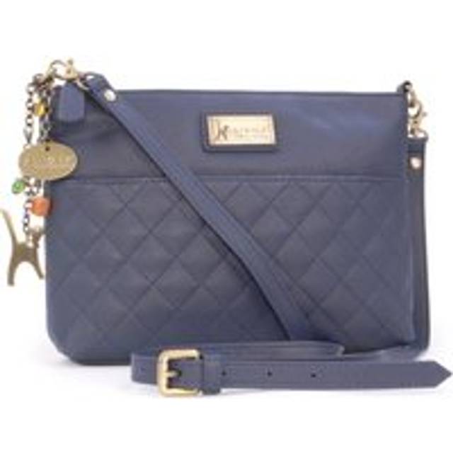 Josie Quilted Leather Clutch Bag With Detachable Cross Body Strap - Blue - Small
