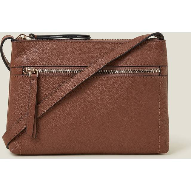 Zip Detail Leather Cross-body Bag Tan - Accessorize - One Size