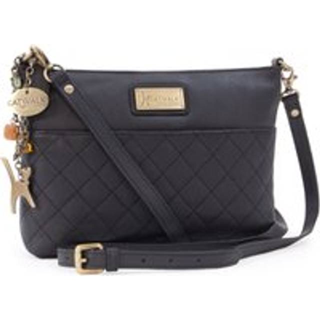 Josie Quilted Leather Clutch Bag With Detachable Cross Body Strap - Black - Small