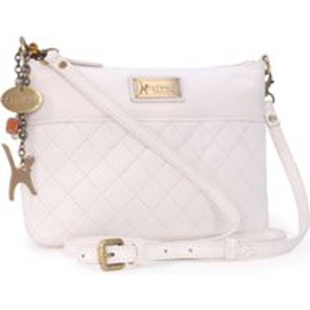 Josie Quilted Leather Clutch Bag With Detachable Cross Body Strap - White - Small