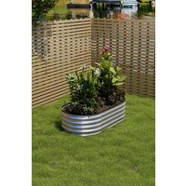 Outdoor Galvanized Steel Raised Garden Bed - Silver - L