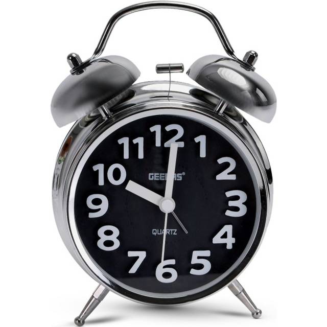 Twin Bell Loud Alarm Clock DIY Battery Powered Vertical Alarm Clock for Kids Students Bedrooms Red red