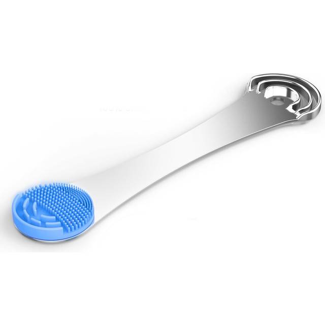 Tongue Scrapers for Adults, Stainless Steel Tongue Scraper with Tongue Brush Bad Breath Treatment Metal Tongue Scraper Tongue Cleaner, 1pcs
