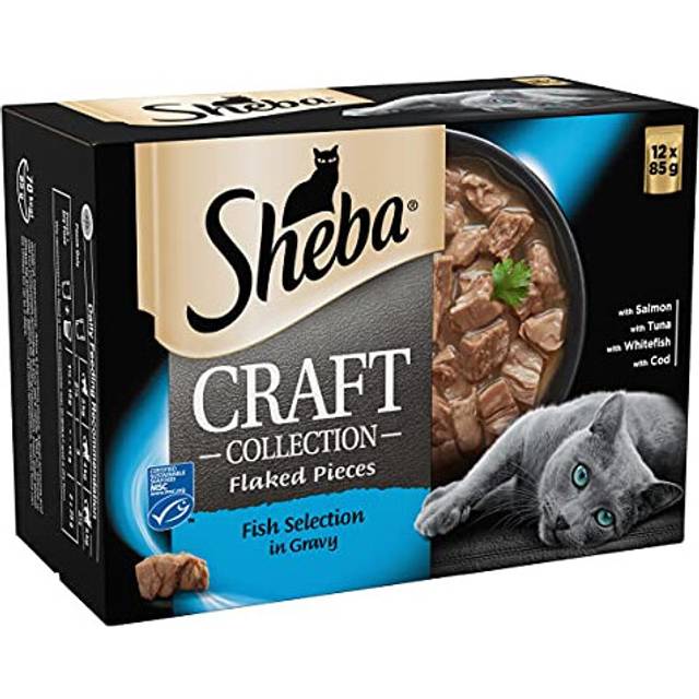 Sheba Craft Cat Pouches Fish Selection in Gravy, 85 g (4 Packs of 12= 48 Pouches)