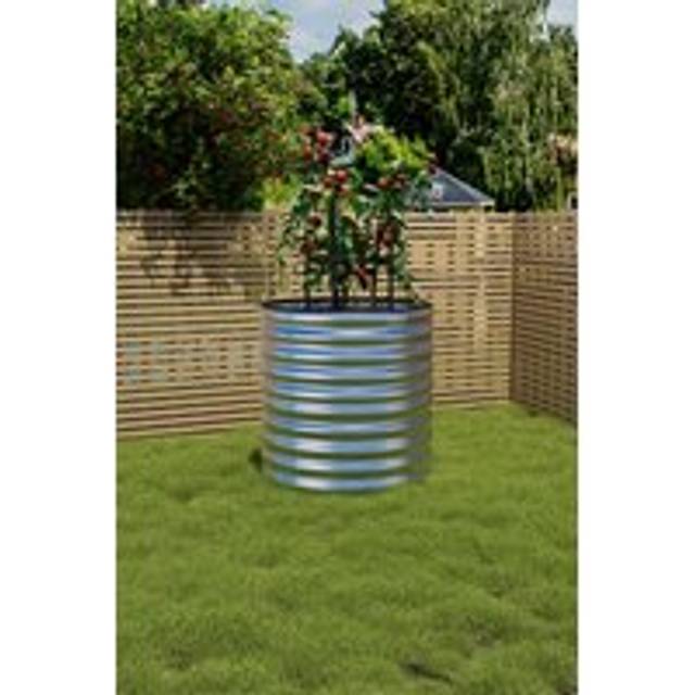 Round Outdoor Galvanized Steel Flower Raised Garden Bed - Silver - One Size