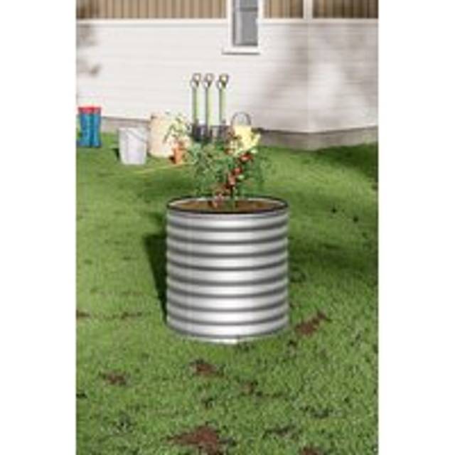 Silver Metal Round Flower & Plant Raised Garden Bed - One Size