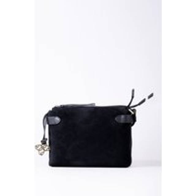 Bridge Leather Twin Pouch Cross Body Bag in Black