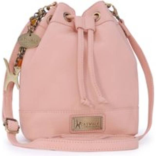 Rochele Small Leather Drawstring Cross Body Bucket Bag - Pink