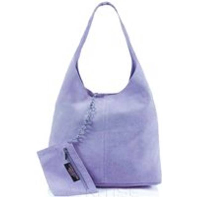 Spacious Slouch Genuine Italian Suede Tote Handbag - Lilac - One Size