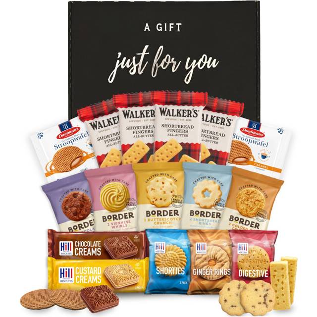 Biscuits Gift Set Biscuit Selection Bundle With Individually Wrapped Biscuits Packs (35 Biscuits) - Border Biscuits, Walkers Shortbread, Custard
