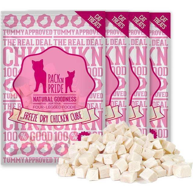 PACK'N PRIDE Cat Treats for Indoor Cats, 4 Pack*30g=120g Freeze Dried Cat Treats, Kitten Treats with Natural Chicken Breast Meat, Grain-Free, High