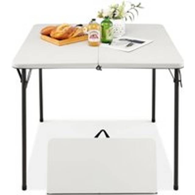 Folding Camping Table Outdoor Dining Table With Rustproof Steel Frame - White - One Size
