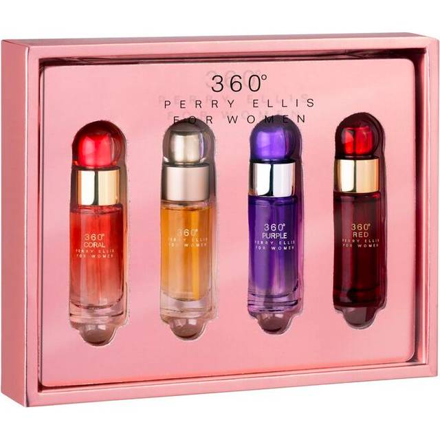 Perry Ellis 360 Women mini gift set - 4-pack of .25 fl oz EDP travel sprays 360 Women, 360 Coral, 360 Purple, 360 Red