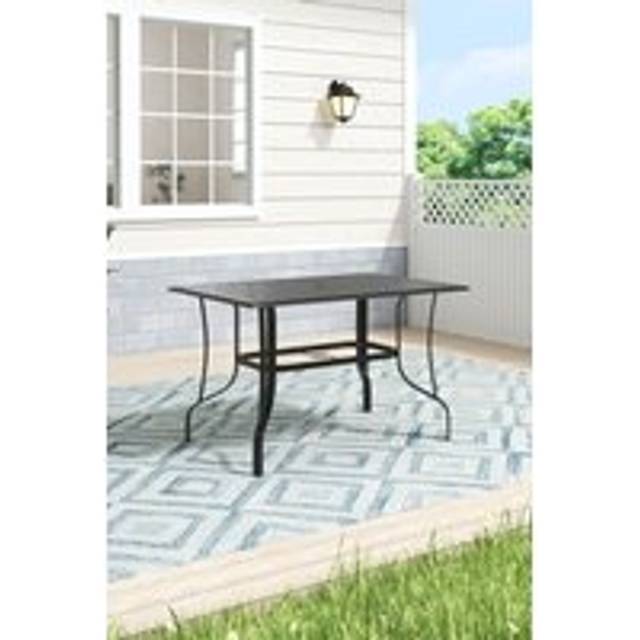 Metal Slatted Outdoor Garden Coffee Table - Black - One Size
