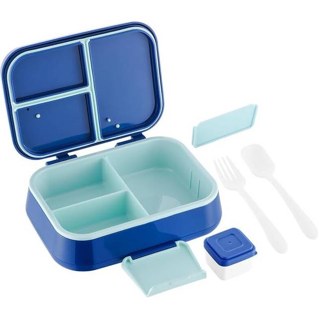 (Blue) Bento Box,Bento Box With 3 Compartments,Sauce Container and Utensilsand,Bento Box Adult,Lunch Box Containers