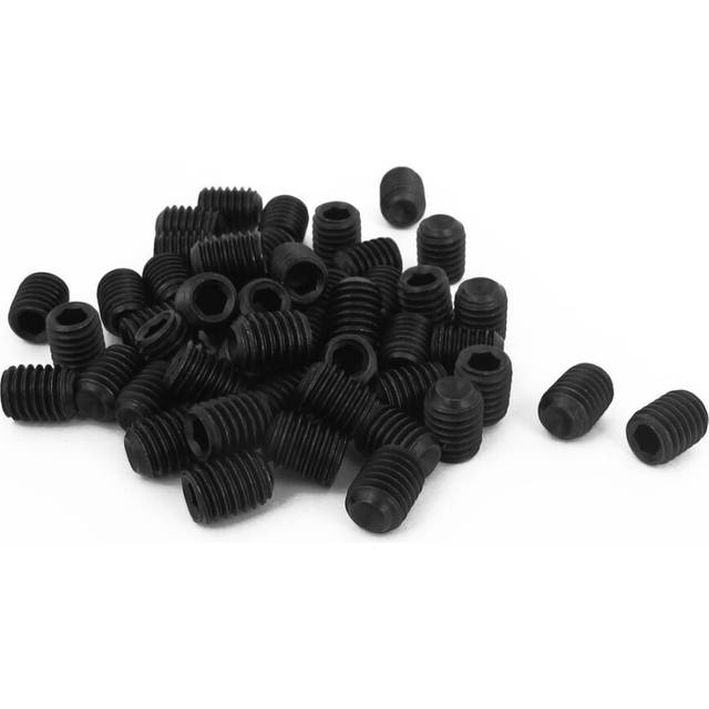 M8 x 10mm 1.25mm Pitch Hex Socket Set Cup Point Grub Screws Black 50pcs