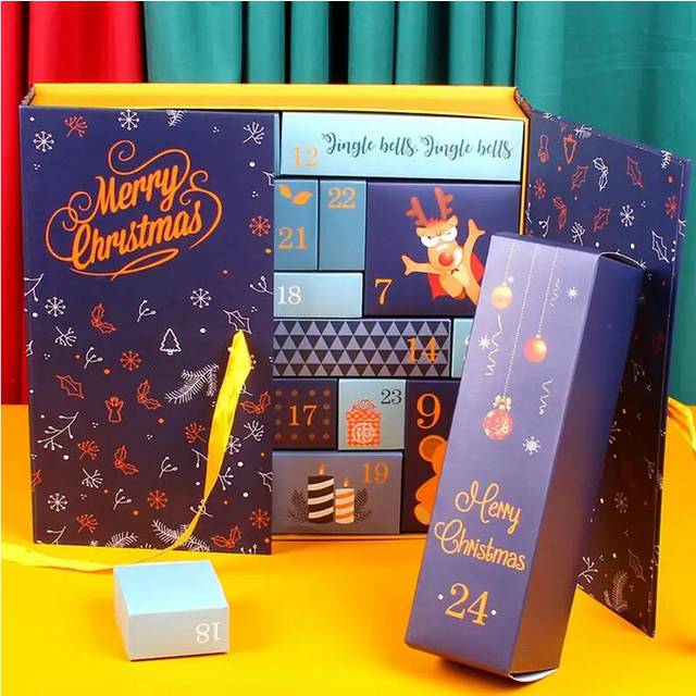 Christmas Advent Calendar 24 Grids Countdown Calendar Gift Package Boxes Fillable Empty Cardboard Case Holiday Decoration Box