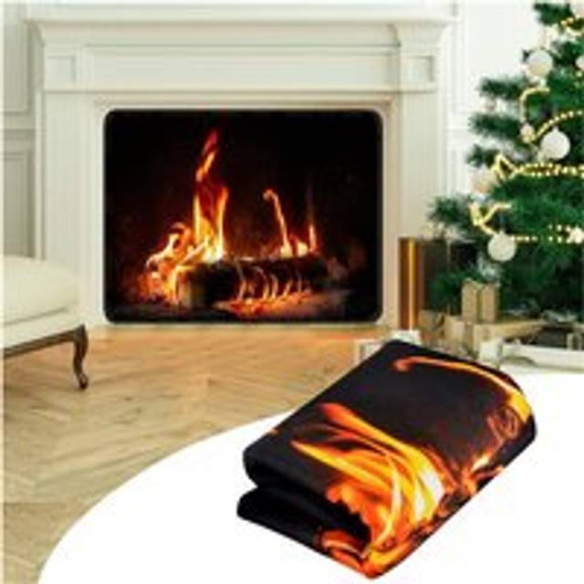 Magnetic Fireplace Mantel and Fireplace Barrier Cover Can Prevent Heat Loss at Night 82x99cm
