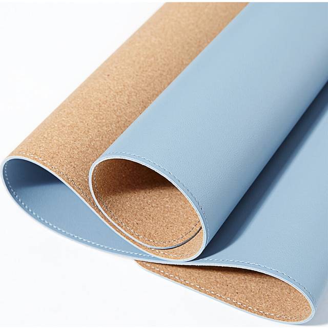 (Light Blue) 90*43cm Cork Double-sided Use Mouse Pad Rollable PU Leather Anti-scratch Desk Mat Gaming Keyboard Pad for Home Office