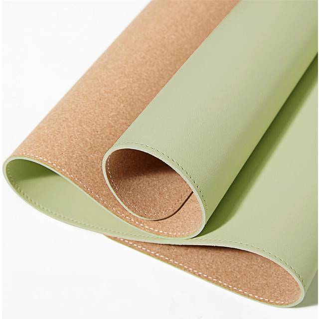 (Matcha Green) 90*43cm Cork Double-sided Use Mouse Pad Rollable PU Leather Anti-scratch Desk Mat Gaming Keyboard Pad for Home Office