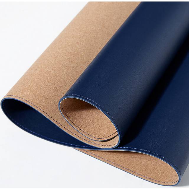 (Navy Blue) 90*43cm Cork Double-sided Use Mouse Pad Rollable PU Leather Anti-scratch Desk Mat Gaming Keyboard Pad for Home Office