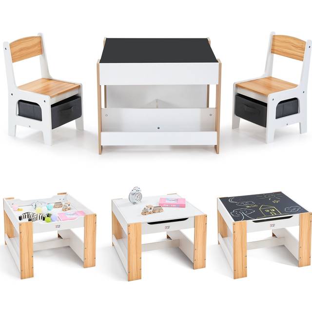 Baby vivo children's activity table 2 chairs wooden furniture set kids seat play