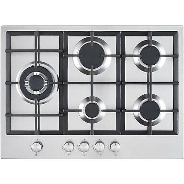 Cookology GH700SS 70cm Cooktop Burner Gas Hob in Stainless Steel - 5 Cooking Zones - Cast Iron Pan Supports - Wok Burner - Automatic Ignition Dials