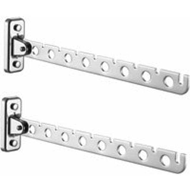 Set of 2 Folding Wall Mounted Stainless Steel Drying Rack, Wall Mounted Clothes Dryer, Laundry Hanger (Silver 8 Holes)