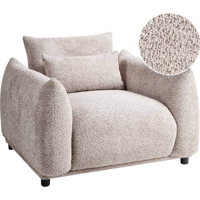 Armchair Living Room Seating Backrest Boucle Upholstery Black Legs Beige Jamsa
