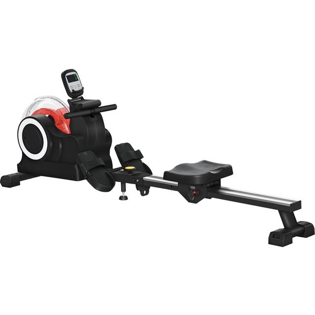 SPORTNOW Black Foldable Rowing Machine with LCD Monitor - 65 x 50 x 190cm
