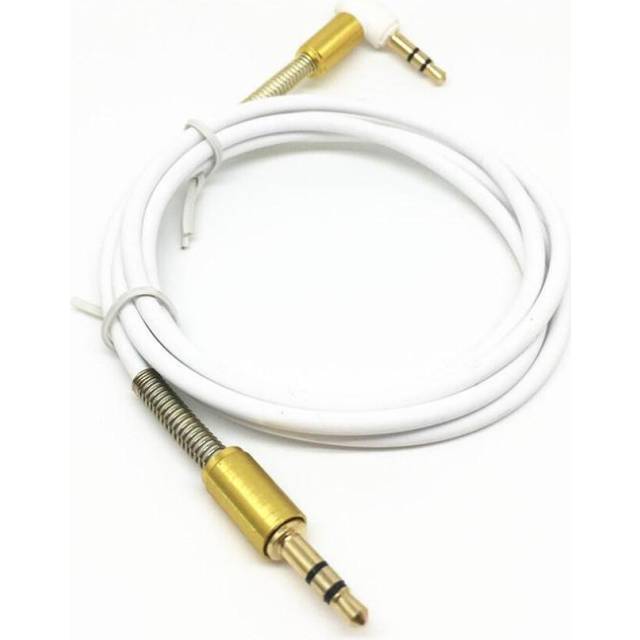 (White) Car Aux Audio Cable 3.5mm Jack Male To Male HIFI Universal Stereo Audio Cable with 90 Degree Angle