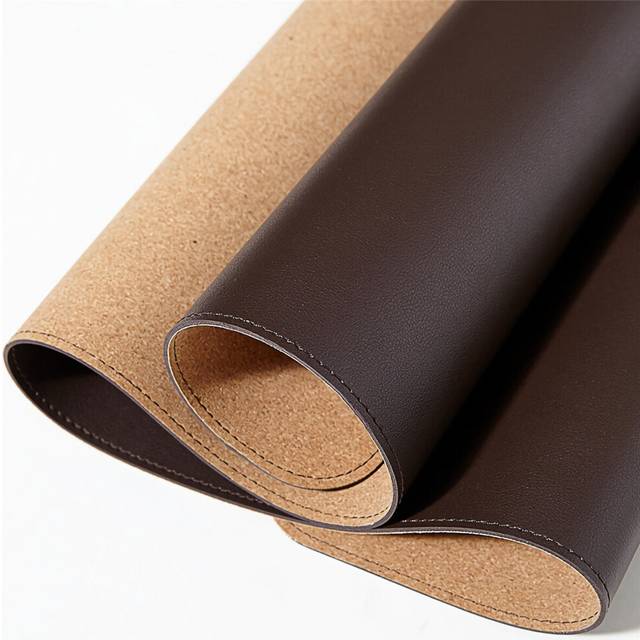 (Brown) 90*43cm Cork Double-sided Use Mouse Pad Rollable PU Leather Anti-scratch Desk Mat Gaming Keyboard Pad for Home Office