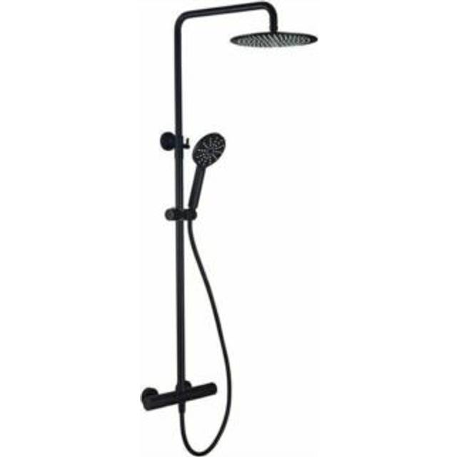 Round Cool Touch Thermostatic Bar Mixer and Riser Kit, Matt Black