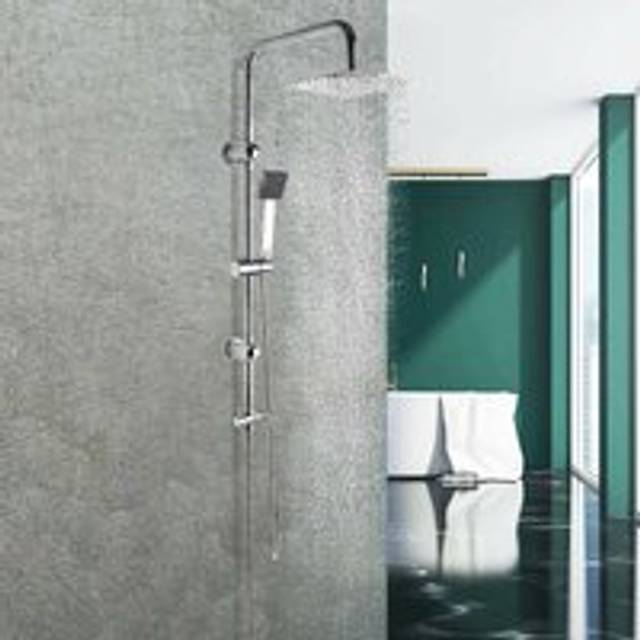 Briefness - Shower Mixer Wall Mounted Bathroom Thermostatic Set Square Chrome Twin Head Shower Hose Rail Kit