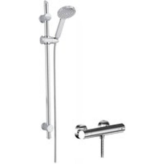 Current Thermostatic Minimalist Bar Valve and Water Saving Slide Rail Kit Shower Bundle - Chrome - Balterley