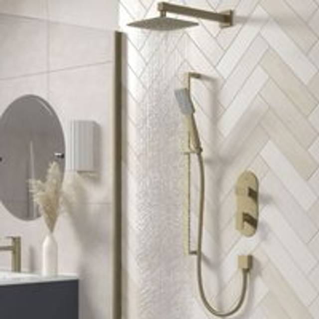 Tangram Dual Concealed Mixer Shower with Shower Kit and Fixed Head - Brushed Brass - Bristan