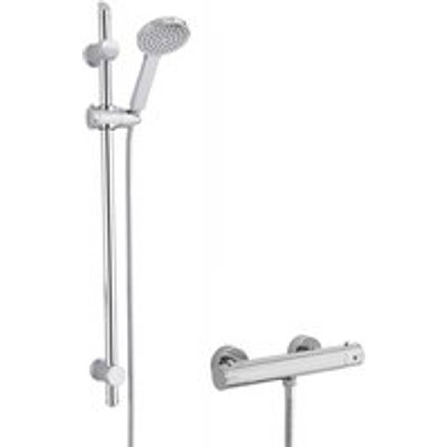 Round Thermostatic Minimalist Bar Valve and Water Saving Slide Rail Kit Shower Bundle - Chrome Balterley