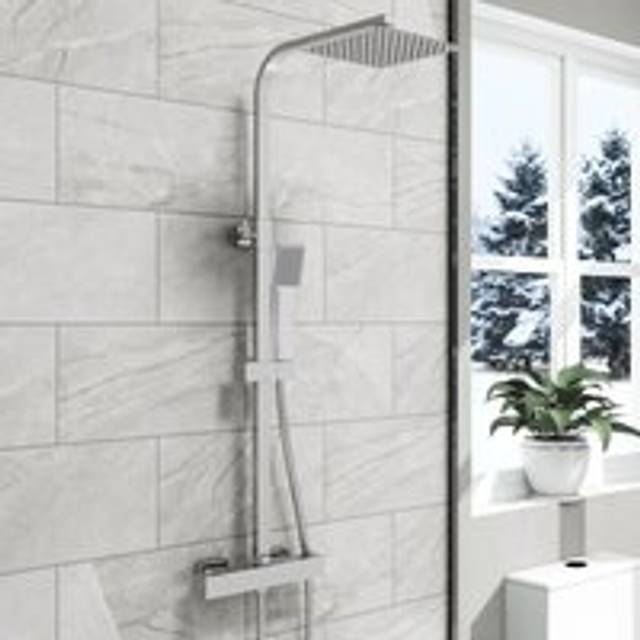 Sky Bathroom - Square Thermostatic Mixer Shower Set With Shower Head and Handheld