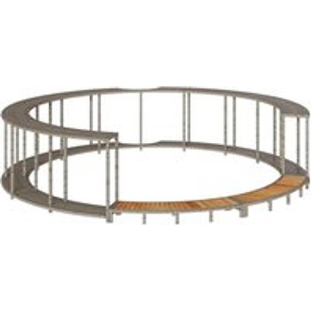 vidaXL Hot Tub Surround with Storage and Wooden Step Grey Poly Rattan