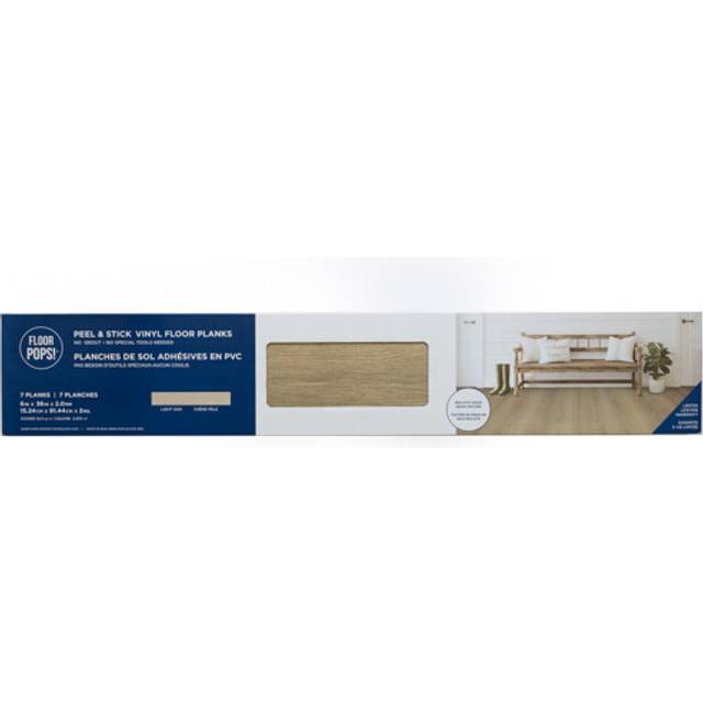 Floor Pops Peel and Stick Vinyl Floor Planks LIGHT OAK - Pack Of 7 Tiles 0.98sqm