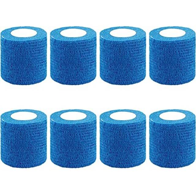 8 Rolls Cohesive Bandage 2 Inch Self Adherent Sport Wrap Tape Stretch Bandage Wrap Athletic Tape for Human and Animals Ankle Sprains Swelling, Blue