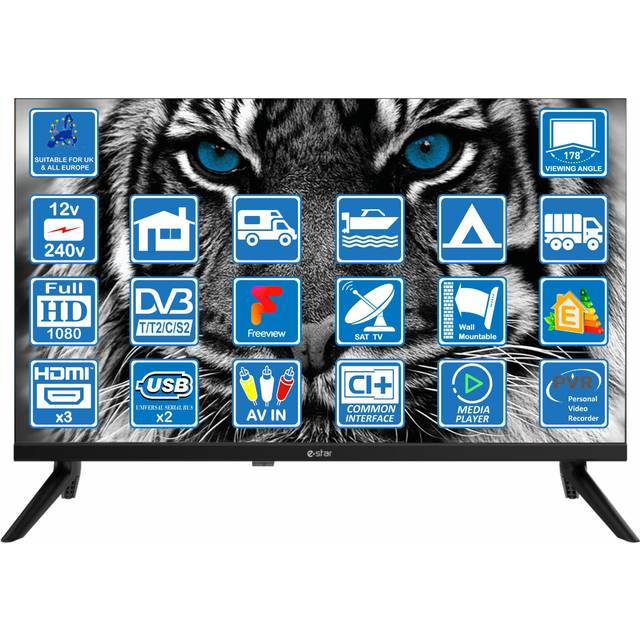 eSTAR 22 Inch 12 Volt LED Digital Full HD 1080p TV DVB-T2 /C/S2 Freeview, Freesat or Cable TV. 12V 240V 2 x USB with PVR & Media Player, 3 x HDMI, PC