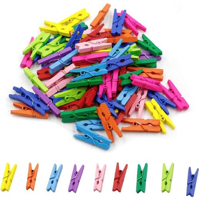 100Pcs Mini Clothes Pegs Wooden Clips, Coloured Clothes Pegs, Mini Natural Wooden Clothes Pegs More
