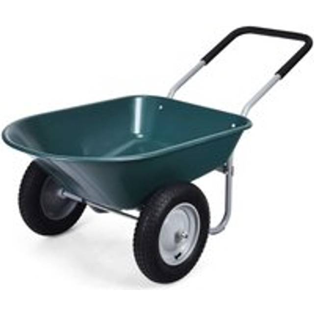 Costway - Heavy Duty Plastic Two Wheeled Garden Yard Wheelbarrow Pneumatic Tyre 150KG