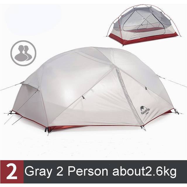 (2 person) Custom Mongar 1 2 3 People Waterproof Double Layer Outdoor Tent Aluminum Rod Gray Ultralight Single Camping Tents Mat