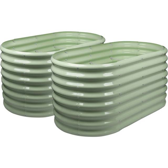 Harbour Housewares Rounded Raised Garden Beds - 120cm x 60cm x 60cm - Green - Pack of 2, Green