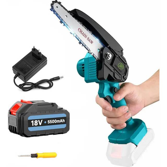 "(1x6"" Chainsaw+1x3.0A Battery+Charger) 6inch Small Mini Cordless Chainsaw Handheld Garden Saw 5.5A Battery"